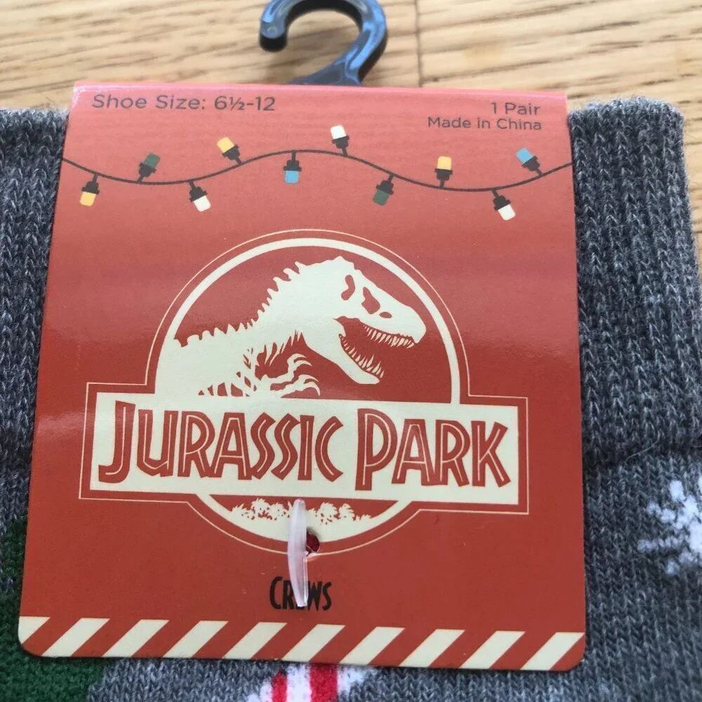 Jurassic Park Christmas Socks Stocking Stuffer NWT